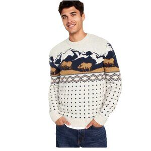 Old Navy SoSoft Sweater Mens XL Buffalo Mountains Fair Isle Nordic Western Ski